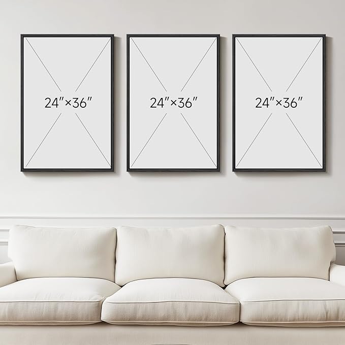 Large Framed Inspirational Wall Art for Office Decor, 3 Piece Modern Navy Blue Motivational Canvas Prints Artwork for Walls, Positive Quotes Pictures for Gym Home Office Library Wall Decor, 24x36 In