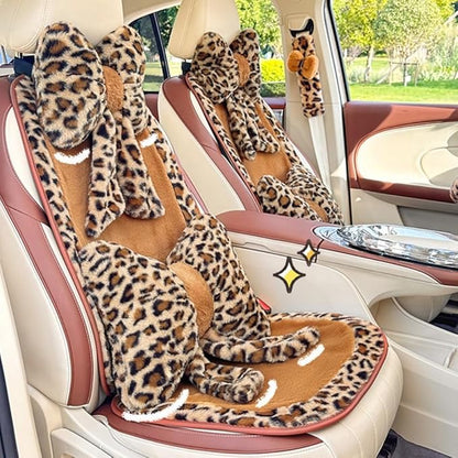 2 Pack Cute Leopard Print Bow Throw Pillows Furry Cheetah Bownote Plush Pillow Decor Bow Lumbar Suffed Pillow for Home Living Room Bedroom Bed Couch Cushion