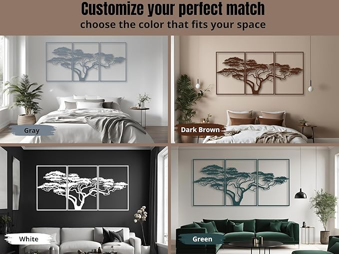 Vailla Tree Wall Decor Set of 3 African Baobab Wall Decor Wall Hanging Sculpture Modern Wall Home Decoration 3D Textured Sculptures for Dinnig Room Living Room Bedroom Office