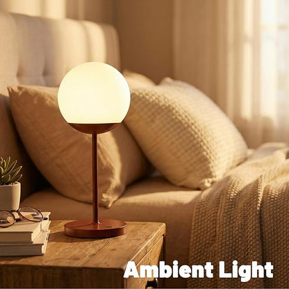 WEILAILUX Cordless Table Lamp with Globe Shade, Rechargeable Dimmable Bedside Light, Shower Lamp Waterproof, Touch Control, 8-72 Hours Runtime, 2700K Warm White for Indoor Outdoor (Green, Mini)