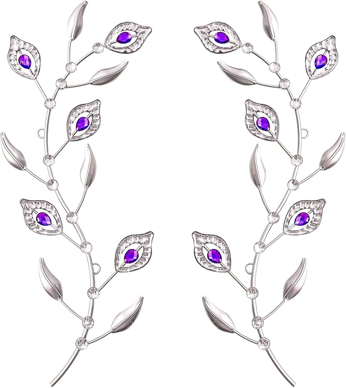 sxnzequnze 2 Sets Leaf Wall Art for Home Metal Bling Rhinestones Ready to Hang Tree Branch Leaves Olive Vine Wrought Iron Hanging Sculpture Pieces Wall Decor Pcs - 16.5in