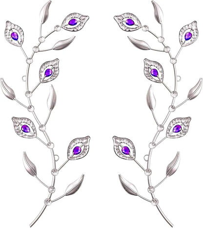 sxnzequnze 2 Sets Leaf Wall Art for Home Metal Bling Rhinestones Ready to Hang Tree Branch Leaves Olive Vine Wrought Iron Hanging Sculpture Pieces Wall Decor Pcs - 16.5in
