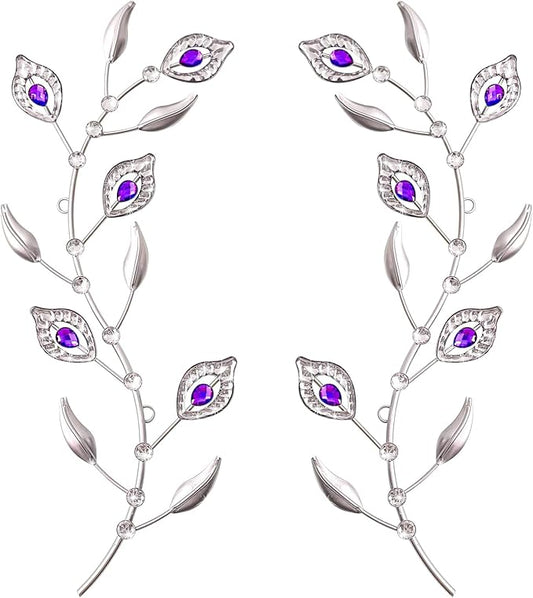 sxnzequnze 2 Sets Leaf Wall Art for Home Metal Bling Rhinestones Ready to Hang Tree Branch Leaves Olive Vine Wrought Iron Hanging Sculpture Pieces Wall Decor Pcs - 16.5in