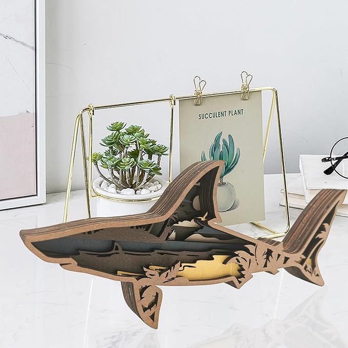 Laozai Wooden Forest Animals Shark Cabin Rustic Decor Wall Decorations Mountain decor for Bedroom Living Room Table Decorative