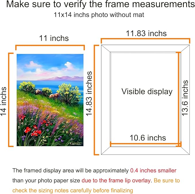 BESCRCL 11x14 Picture Frame Brown Set of 6, Display Pictures 8x10 with Mat or 11x14 without Mat, Photo Frames for Wall Mounting