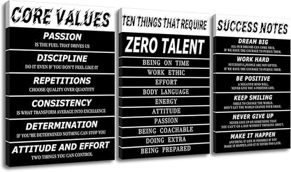 3 Pieces Motivational Canvas Wall Art Motivational Signs Picture Painting Success Entrepreneurs Quotes Posters Print Artwork for Living Room Gym School Office Stretched and Framed [60''W x 28''H]