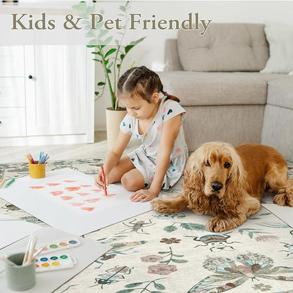 Lahome Insect Entryway Rug, 2X3 Soft Washable Kitchen Rug Non-Slip, Ultra-Thin Door Mat Indoor Entrance Stain Resistant Small Throw Carpet for Bathroom Bedroom Vionnet(2x3ft,Beige)