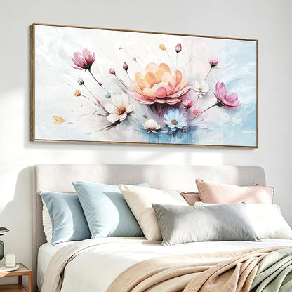 Extra Large Framed Modern Wall Art , Natural Abstract Style Canvas Wall Decor, High-Definition Color Plant And Flower Print Picture For Living Room, Bedroom, Dining Room, Entryway, Balcony And Office Space, 58×29 Inches.