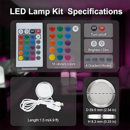 3PCS Remote Control RGB Light LED Lamp Kit 001,Power Failure Memory Function for Bambu Lab Multicolor Makerworld for Anycubic Makeronline 3D Printer Light DIY Hardware Model Parts USB