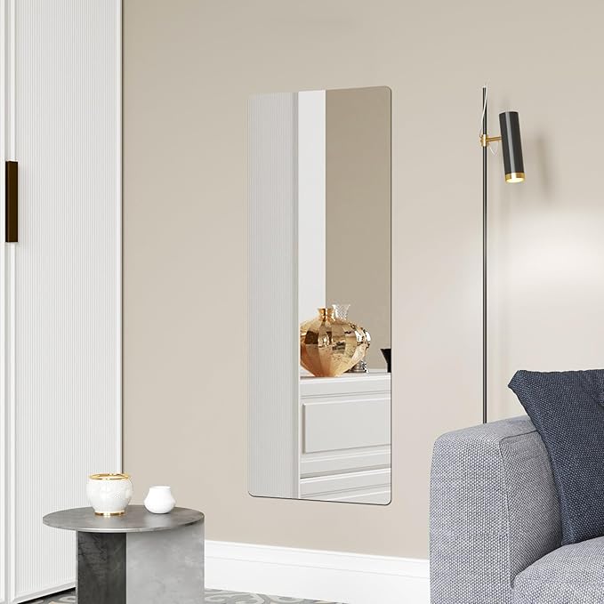 iCAGY Acrylic Self Adhesive Mirror Sheet for Wall, Plastic Non Glass Sticky Kid Safety Mirror Tiles for Wall Rectangle 16x47 inch 2 Pcs