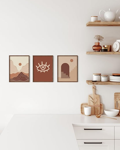 HAUS AND HUES 9x12 Walnut Oak Frame Set of 3 - Wooden Poster Holders, Rustic Gallery Wall Display