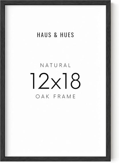 HAUS AND HUES 12x18 Black Oak Frame - Wooden Poster Display, Rustic Black Oak Finish