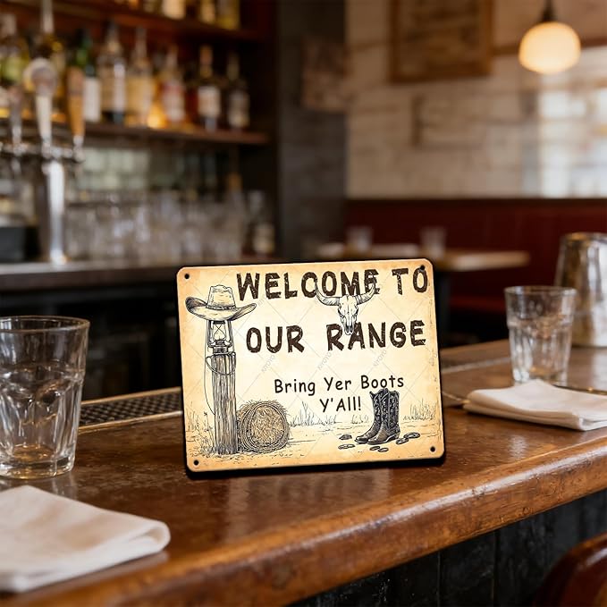 Welcome To Our Ranch Metal Tin Sign Vintage Farmhouse Sign Western Decoration and Country Home Decor for Cowboys Indoors or Outdoors 12x8 Inch