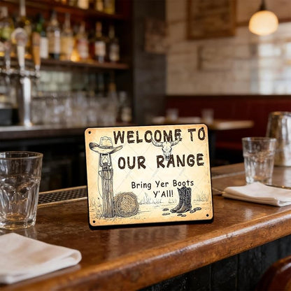 Welcome To Our Ranch Metal Tin Sign Vintage Farmhouse Sign Western Decoration and Country Home Decor for Cowboys Indoors or Outdoors 12x8 Inch