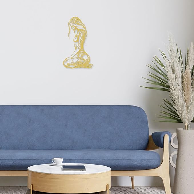Xedatric Modern Abstract Metal Wall Art-Minimalist Line Sculpture for Bedroom,Living Room,Bathroom-Unique Metal Wall Decor for Home & Office(Gold)