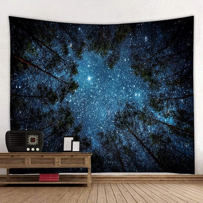 Llamazing Forest Tapestry Home Decor Landscape Living Room Bedroom Decoration Magic Tapestry Curtain (Looking Up at The Stars, 78''L×60''W)