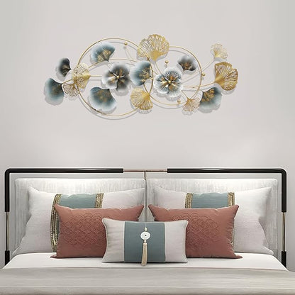 QXSXKJ 3D Metal Wall Art Decor Gold, 59" Large 3d Wall Decor, Modern Ginkgo Leaf Wall Decoration, Adornos Pare Sala Modernos, Hanging Sculptures For Living Room Dining Room Bedroom