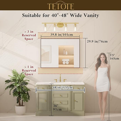 TETOTE Black Mirror for Bathroom 40" x 30" Matte Black Frame Bathroom Vanity Mirror for Over Sink, Tempered Glass, Modern Farmhouse Rectangle Wall Mirrors for Living Room, Bedroom, Entryway