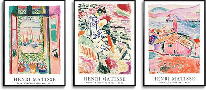 LYPHNX Henri Mattise Poster Wall Art Colorful Abstract Prints Set of 3 Vintage Aesthetic Canva Painting Picuter Floral Botanical Home Decor for LIving Room Bedroom Girls Room 16"x24" Unframed