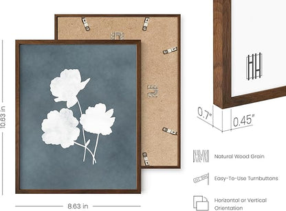 HAUS AND HUES Floral Wall Art - Set of 4 Plant Posters for Wall Vintage Botanical Prints, Flower Pictures for Room Aesthetic, Vintage Art Prints Flower Wall Art (Walnut Frame, 8x10)