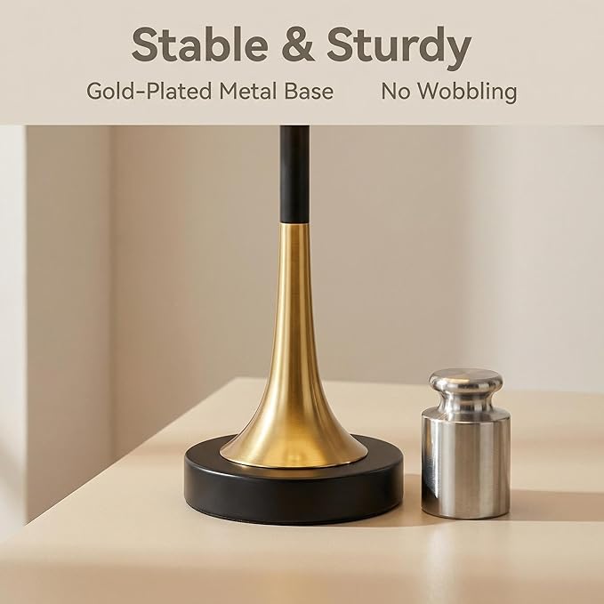16.5'' Modern Table Lamps Set of 2 with Gold Metal Base and Linen Shade, Mid-Century Bedside Nightstand Lamps for Living Room and Bedroom(Bulb NOT Included)