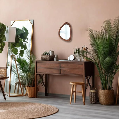 MAGFLERUM Irregular Wall Mirror, 15 * 10 inch Asymmetrical Wood Mirrors, Small Wall Mirror, Hanging Vertically and Horizontally. Mirrors for Wall Decor (Black Walnut)