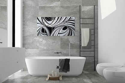 Yihui Arts Black and White Metal Art Wall Decor Hand Crafted Abstract Aluminum Artwork Modern Wall Sculpture Home Accent for Living Room Bedroom Dinning Decor
