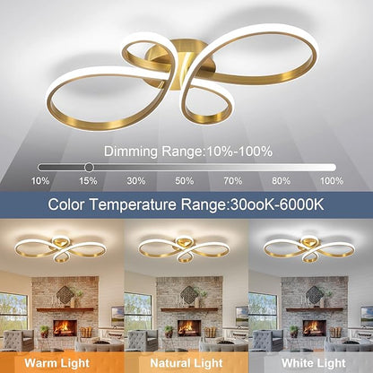 Modern LED Ceiling Light, Hallway Light Gold Close to Ceiling Light for Kitchen Bedroom Balcony Bathroom Living Room (23.62Inch)