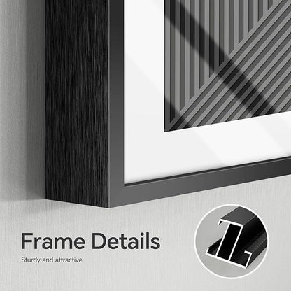 Framed Modern Large Black and White Abstract Wall Art for Living Room, Set of 3 Piece Boho Neutral Minimalist Canvas Paintings Wall Decor Art Prints, Pictures Artwork for Office Dining 24x36 Inch