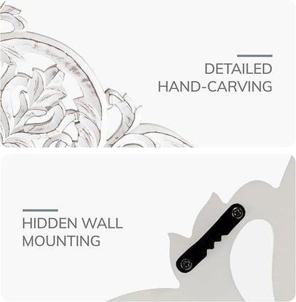JFY Designs Wall Medallion - Wooden Wall Decor, Hand Carved & Embossed Decorative Wall Sculpture, Boho Farmhouse Wall Art, Perfect for Home, Office or any Living Space