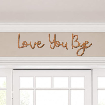 Dripykiaa LOVE YOU BYE Wood Sign Home Decor Boho Decor 31.5” Wood Grain Wall Decor Express Love and Warm for Your Family Lovers Wall Art Gift Hallway Entryway Door For Home - Brown