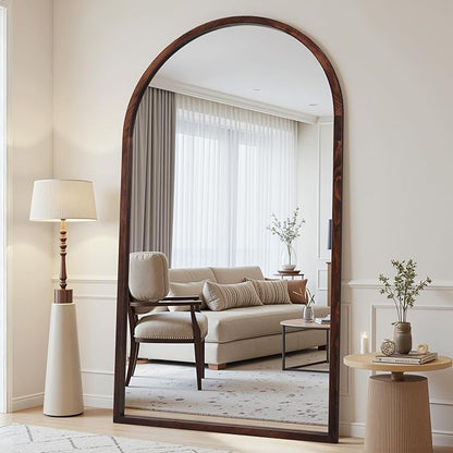 Suidia Full Length Mirror, Oversized Floor Mirror with Solid Wood Frame, Large Standing Mirror for Bedroom Living Room, Wood Antique Style, Dark Walnut, 76" L x 41" W