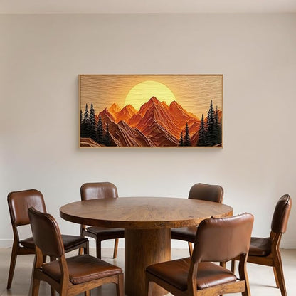 Large Mountain Framed Canvas Wall Art Set, Abstract Ridge Sun Painting, Boho Sunset Scenery Wall Decor,Modern Natural Landscape Art Print for Living Room,Bedroom,Office-20 x40