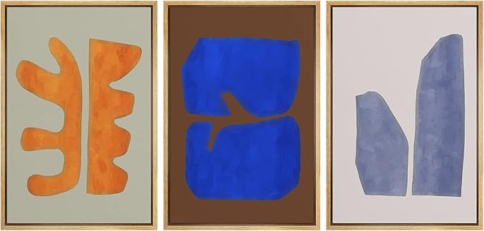 SIGNLEADER Framed Canvas Print Wall Art Set Multicolor Vibrant Mid-Century Figure Collage Abstract Shapes Illustrations Modern Art Boho Decorative for Living Room, Bedroom, Office - 24"x36"x3 NATURAL