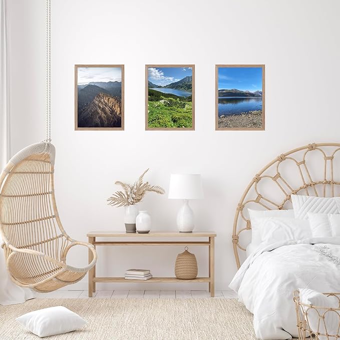 JCJMY 11x15 Rustic Brown Picture Frame Set of 6, Horizontal and Vertical Formats for Wall Hanging, 11 x 15 Wall Gallery Poster Photo Frames with Shatter Resistant Plexiglass, 6 Pack, Rustic Brown
