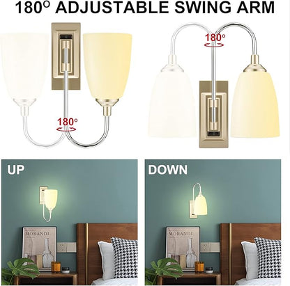 LUXSWAY Wall Sconce, 12 Color Changing,Wall Lamp Over Bed Headboard Light, Wall Mounted Light for Hallway Bedroom Home Decor, Dimmer & Timer Off-1Pack