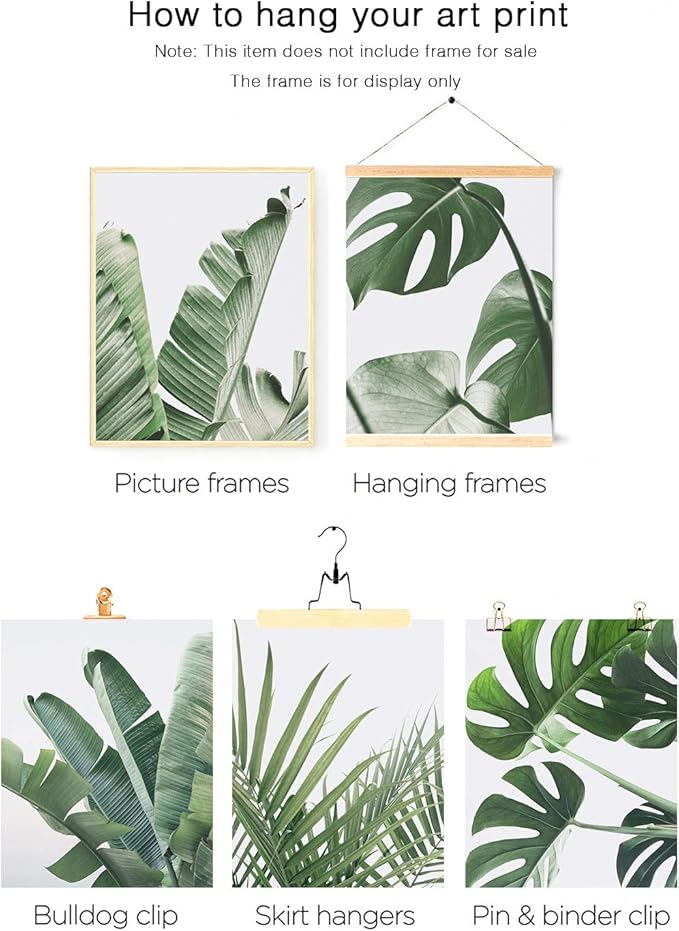 HoozGee Botanical Plant Wall Art Prints Set of 6 Green Plant Wall Decor Prints Canvas Leaves Kitchen Wall Art Boho Leaf Boho Bathroom Decor (11"x14" UNFRAMED)