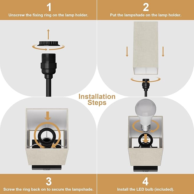 Bedside Lamps, Table Lamp with USB C+A Charging Ports, 3 Way Dimmable Touch Control, Small Nightstand Lamps for Bedroom, Home Decor, Living Room, LED Bulbs Included, Upgraded Beige