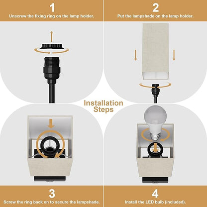 Touch Bedside Lamp for Bedroom Set of 2, 3 Way Dimmable Table Lamp with USB C+A Charging Ports, Small Nightand Lamps for Bedroom Decor, Living Room, Home, LED Bulbs Included, Upgraded Beige