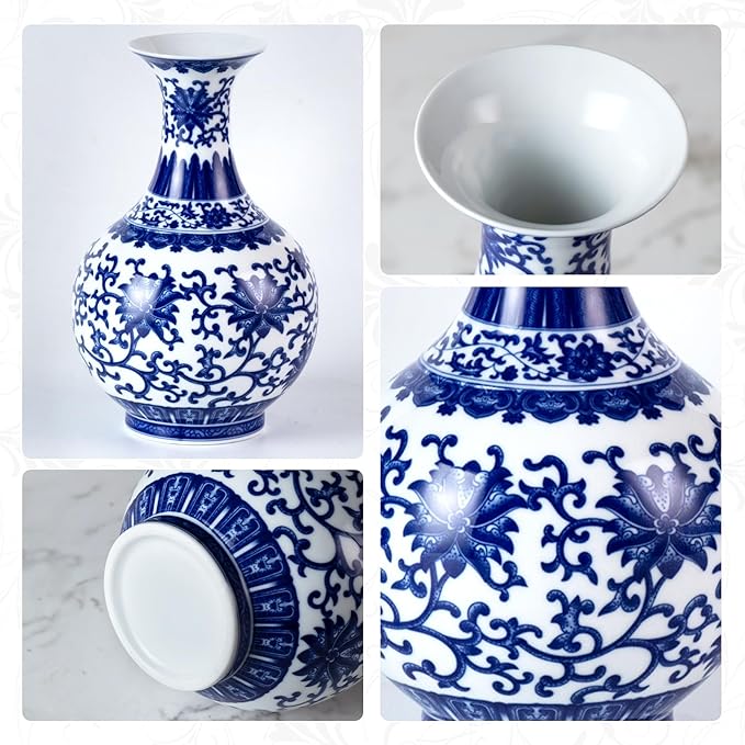 KAMMAK Colored Ceramic Vase, Beautiful Hand-Painted Decorative Vase, Modern Art Porcelain Vase for Flower Mantle Dining Table Centerpiece, Entryway Living Room Wedding Decoration, WX003