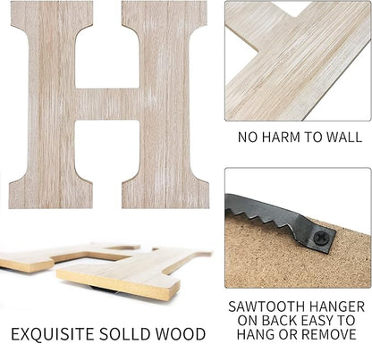 Wooden Home Sign Wall Hanging Decor Wood Home Letters for Wall Art with Artificial Eucalyptus Wreath Rustic Home Decor Farmhouse, Wall Decor for Living Room Entryway Housewarming Gift (Natural)