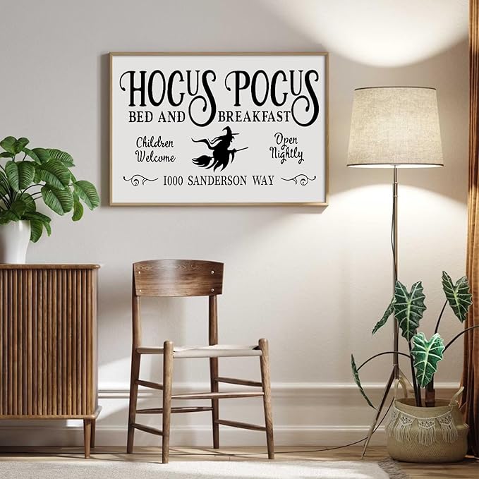 Pennclys Halloween Wall Art Prints Hocus Pocus Art Poster Halloween Canvas Pictures Wall Decor Vintage Farmhouse Artwork Painting for Bathroom Room Decoration 16x32 Inch (No Frame)
