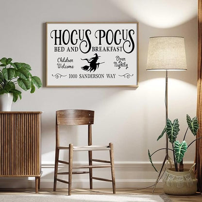 Pennclys Halloween Wall Art Prints Hocus Pocus Art Poster Halloween Canvas Pictures Wall Decor Vintage Farmhouse Artwork Painting for Bathroom Room Decoration 16x32 Inch (No Frame)