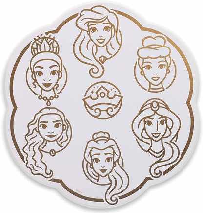 Open Road Brands Disney Princess Icons Scalloped Wood Wall Decor - Beautiful Disney Princess Wall Art for Home Decorating