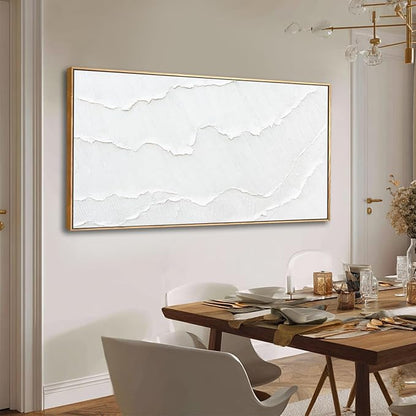 Abstract Artwork White Framed maximalist Hand-drawn Wall Art Wave poster Neutral Print Poster For Bedroom Living Room Office Decor 24x48 Inch