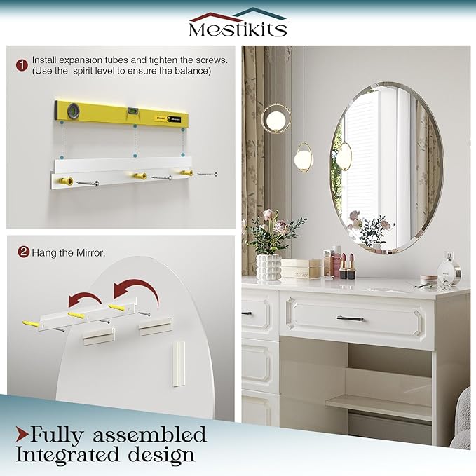 Frameless Oval Mirror, 22x30 Inch Beveled Bathroom Mirrors for Over Sink, Tempered Glass Oval Mirrors for Vanity, Living Room, Bedroom, Entryway