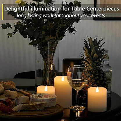 TECHLONG Flameless Candles Battery Operated with Timer, 3D Moving Flame Flickering, Last 600+ Hours Battery Candles, 3" x 5" Ivory Real Wax Electric LED Candle for Wedding Party Decorations