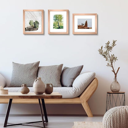 Golden State Art, 8x10 Picture Frame Set of 6 - Matted to 5x7 Photo - Engineered Wood Gallery Frame Set - Wall Mounting or Tabletop Display (Rose Gold,6 Pack)