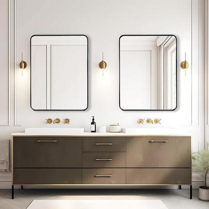 Fabuday Large Black Bathroom Mirror 40x30 Inch - Rectangular Framed Mirrors for Wall, Black Metal Mirror Wall Mounted for Bathroom, Farmhouse, Living Room, Hangs Vertically or Horizontally