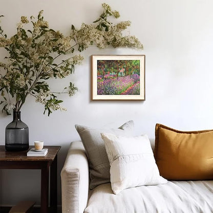 Framed Canvas Wall Art Decor, Vintage Claude Monet Wall Art Prints Aesthetic Room Decor Claude Monet Impressionist Landscape Painting, Monet Garden Flowers Picture Wall Decor Artwork for Living Room Bedroom Home Kitchen - 10x12Inch